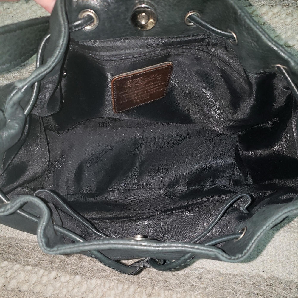 FOSSIL Dark Green Drawstring Bucket Bag Purse - Picture 14 of 15